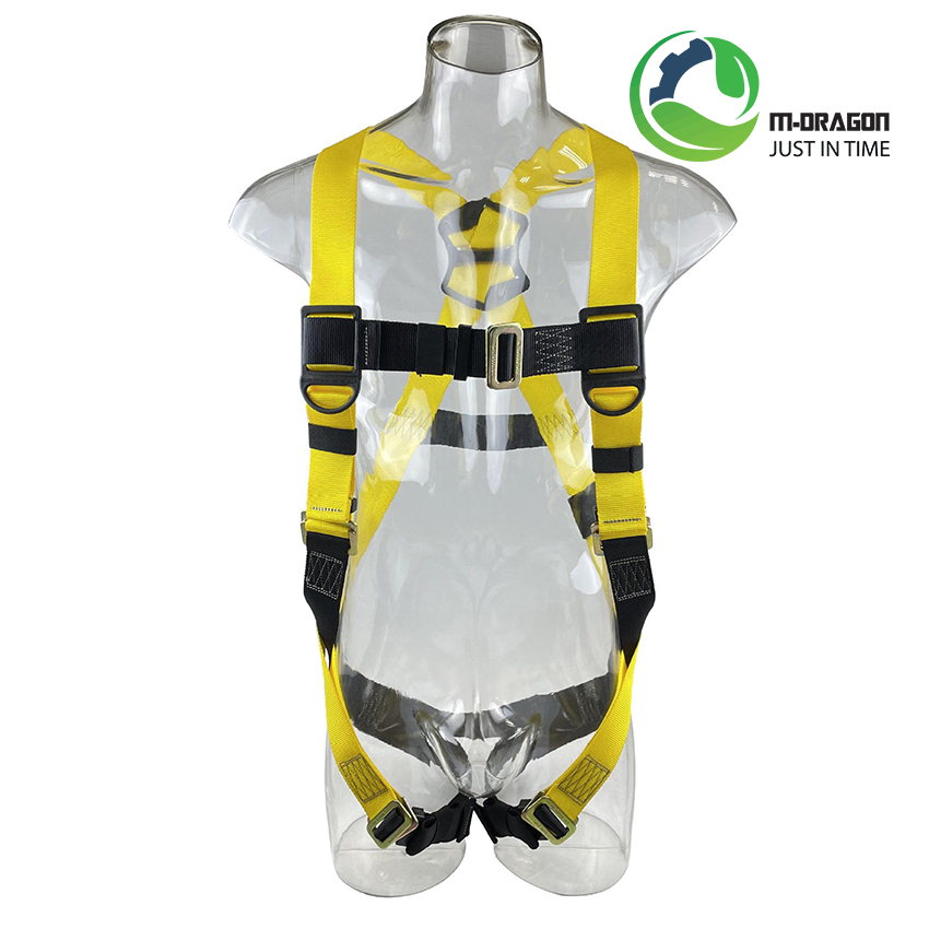 “Protective safety belts when working at height protect against falls when climbing outdoors “