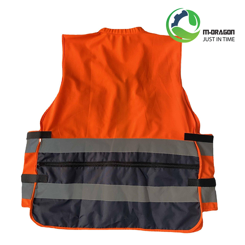 Multi-pocket sleeveless reflective protective vest with multi-purpose reflective strips is safe for cyclists