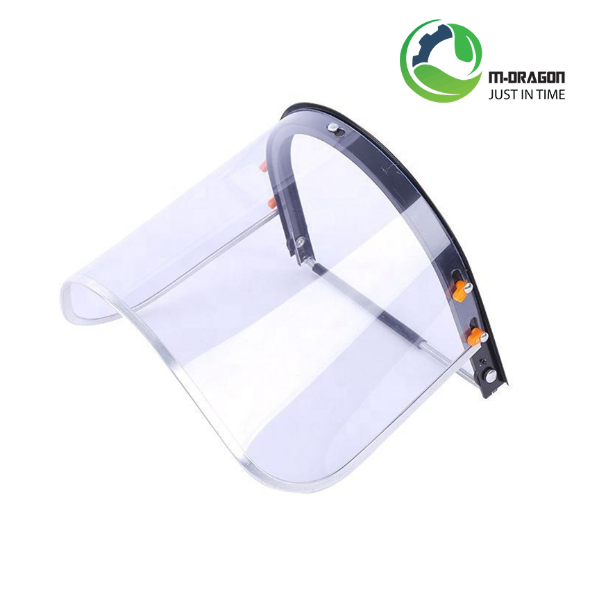 “Reusable adjustable face shield provides comprehensive protection with transparent visor “